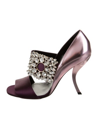 Roger Vivier Satin Crystal Embellishments Sandals w/ Tags