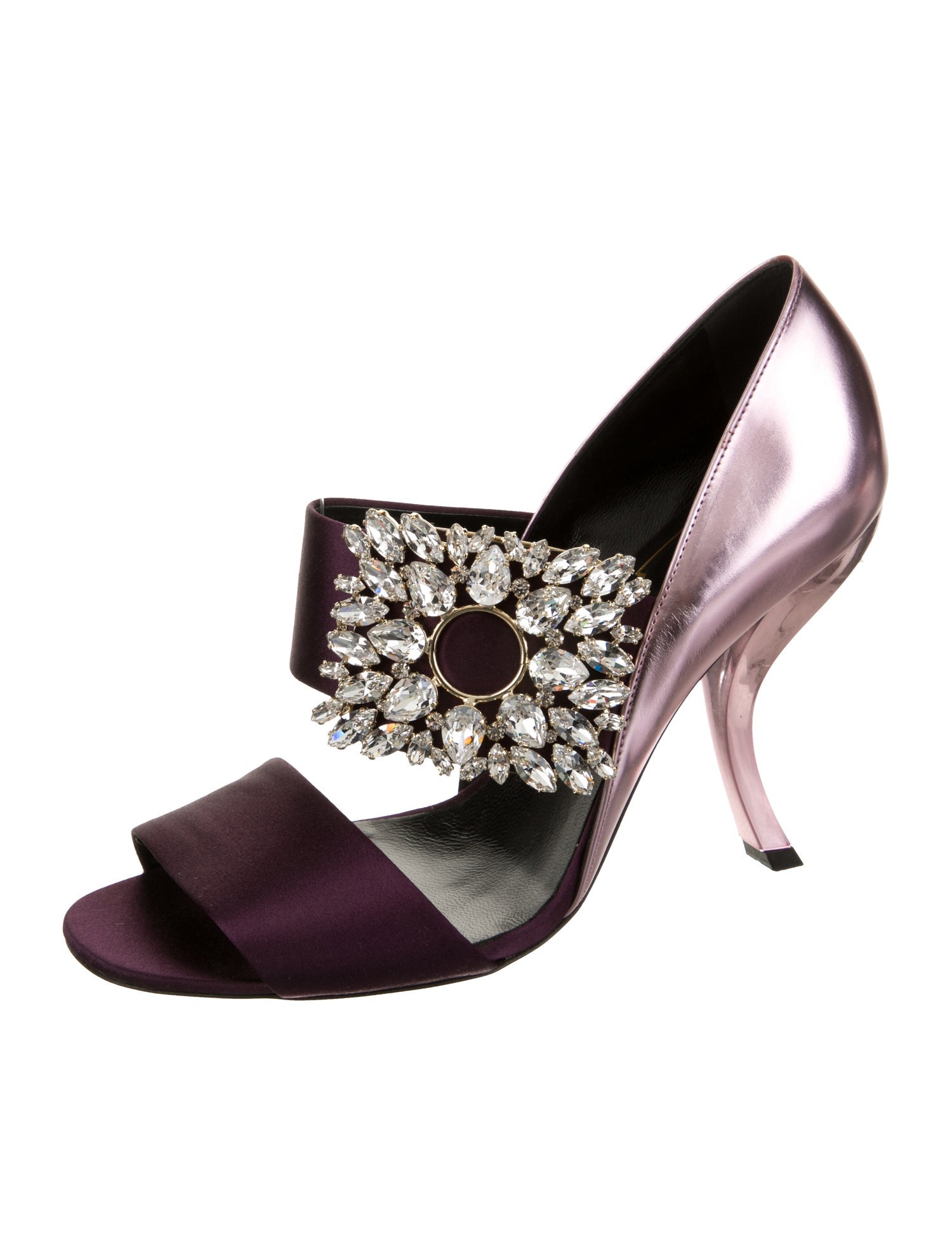 Roger Vivier Satin Crystal Embellishments Sandals w/ Tags