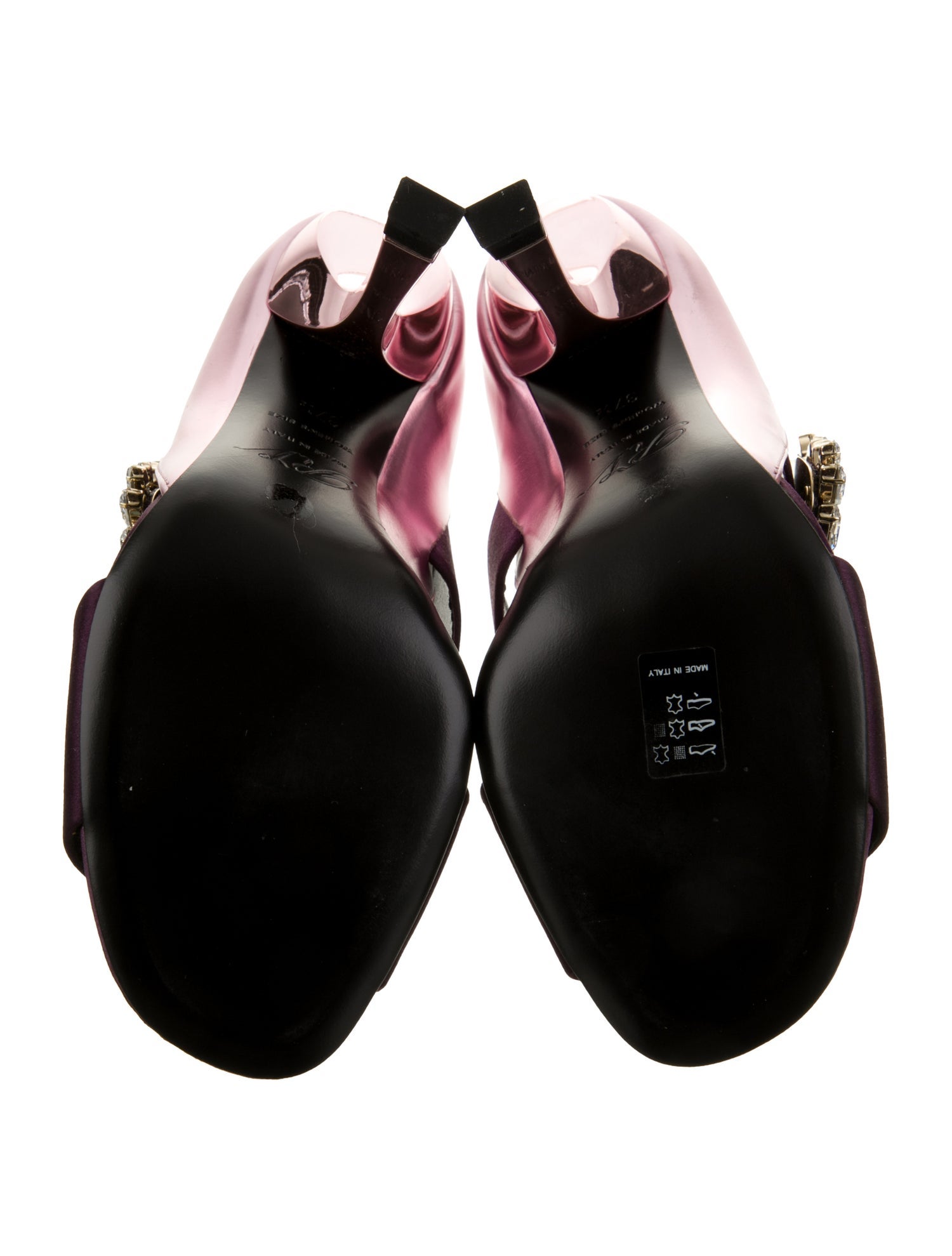 Roger Vivier Satin Crystal Embellishments Sandals w/ Tags