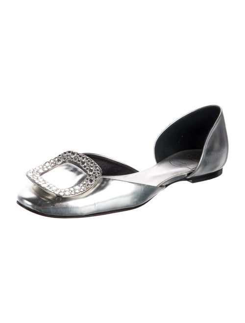 Roger Vivier Leather Crystal Embellishments D'Orsay Flats