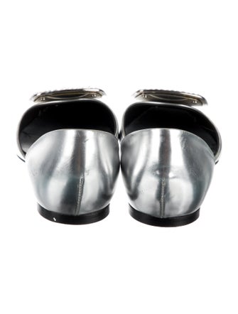 Roger Vivier Leather Crystal Embellishments D'Orsay Flats