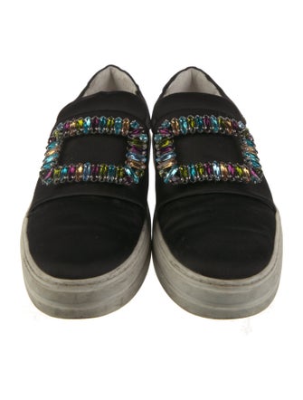 Roger Vivier Satin Crystal Embellishments Sneakers