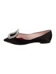 Roger Vivier Satin Crystal Embellishments Flats