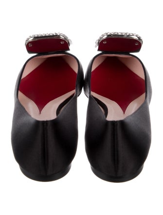 Roger Vivier Satin Crystal Embellishments Flats