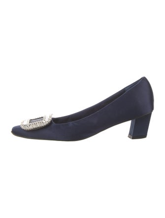 Roger Vivier Satin Crystal Embellishments Pumps