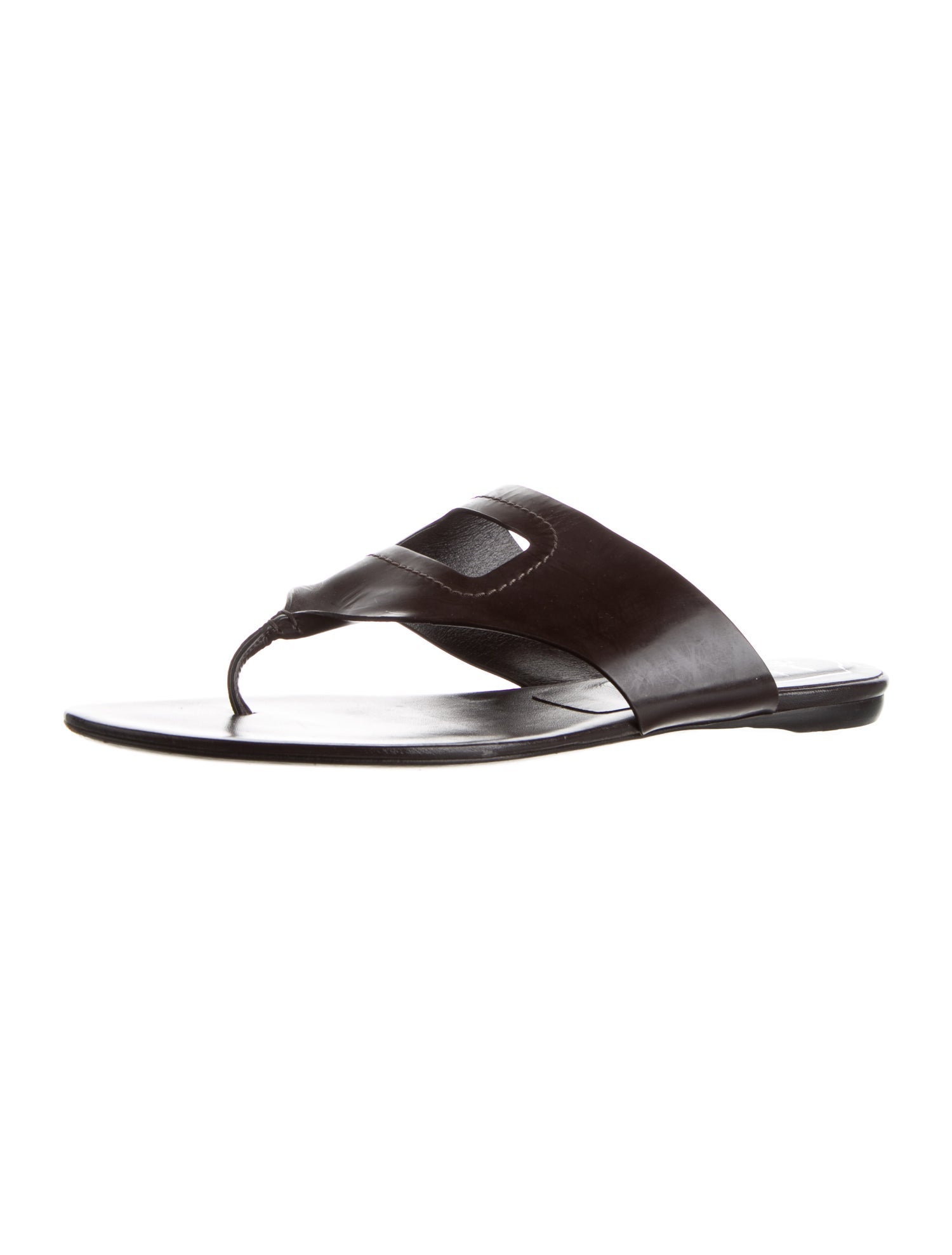 Roger Vivier Leather Whipstitch Trim Slides