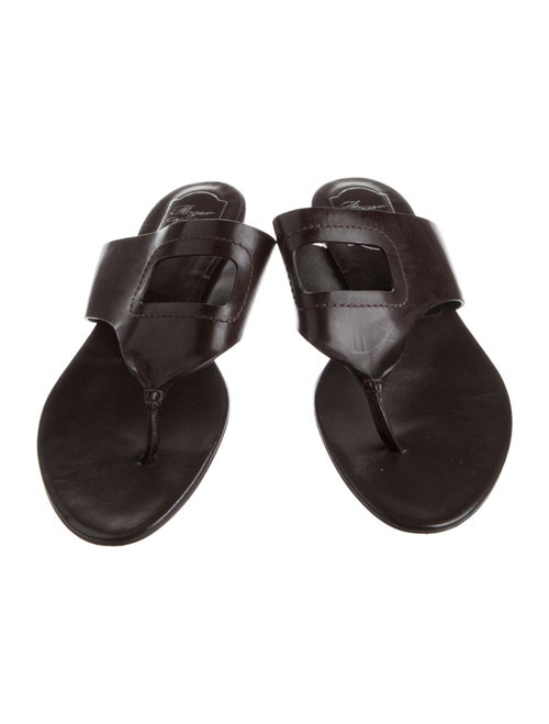 Roger Vivier Leather Whipstitch Trim Slides