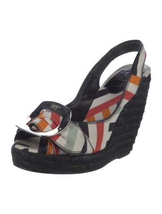 Roger Vivier Canvas Striped Slingback Sandals