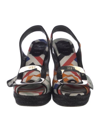 Roger Vivier Canvas Striped Slingback Sandals