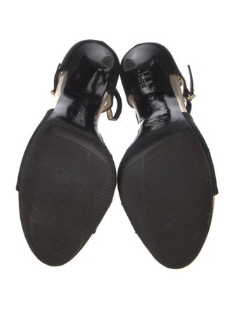 Roger Vivier Satin Crystal Embellishments T-Strap Sandals