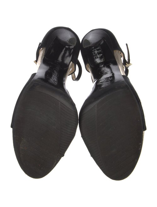 Roger Vivier Satin Crystal Embellishments T-Strap Sandals