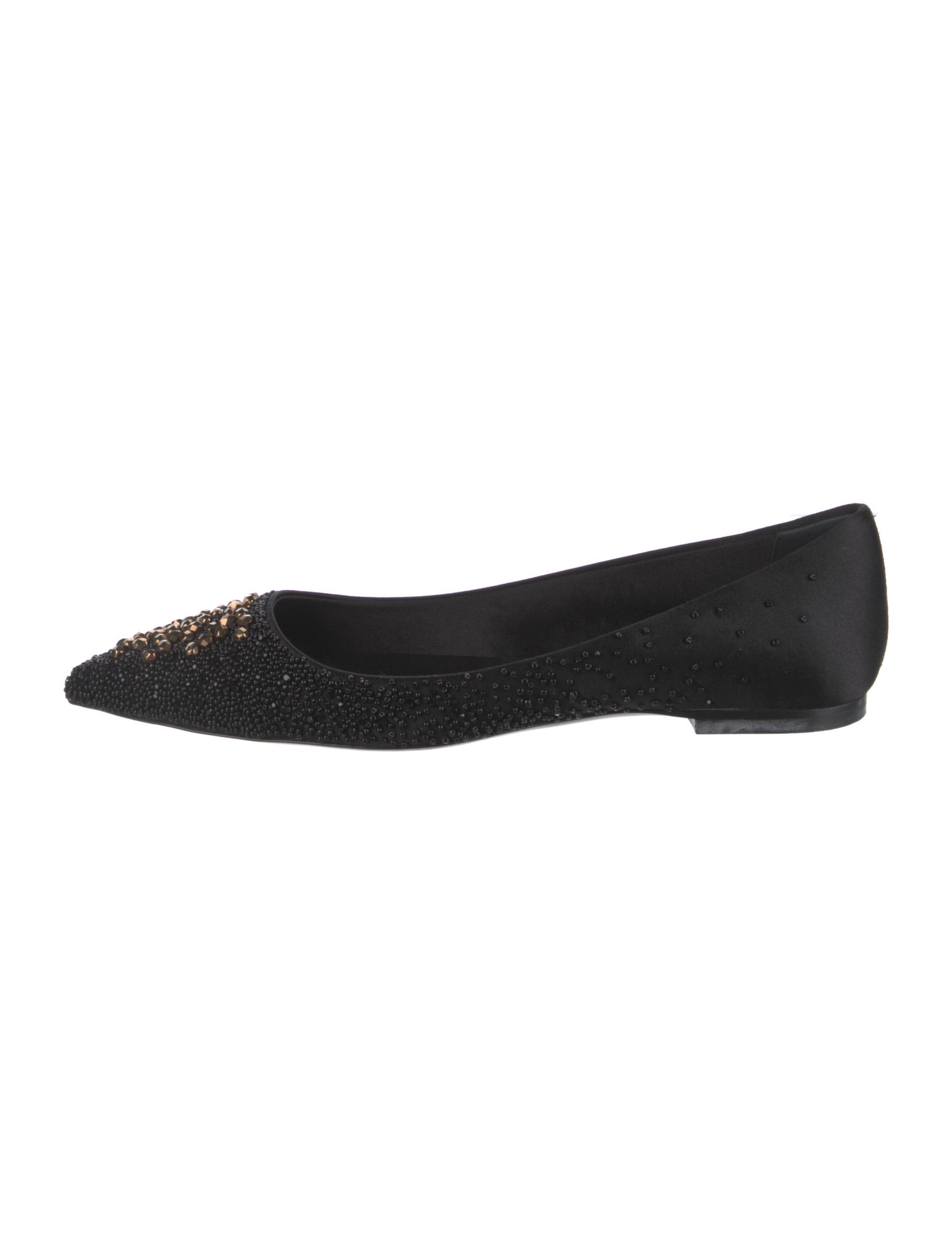 Roger Vivier Satin Crystal Embellishments Flats