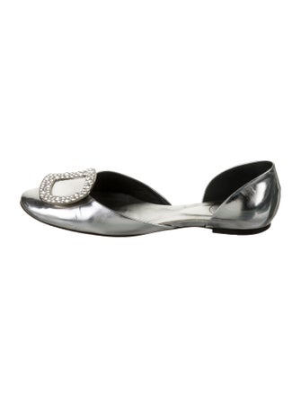 Roger Vivier Patent Leather Crystal Embellishments D'Orsay Flats