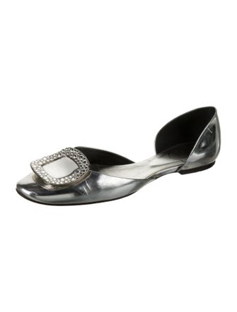 Roger Vivier Patent Leather Crystal Embellishments D'Orsay Flats