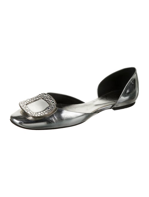 Roger Vivier Patent Leather Crystal Embellishments D'Orsay Flats