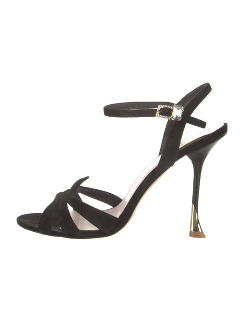 Roger Vivier Suede Crystal Embellishments Sandals