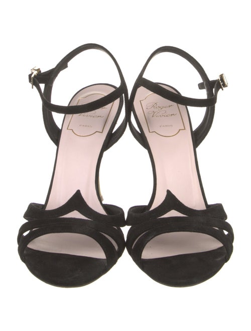 Roger Vivier Suede Crystal Embellishments Sandals