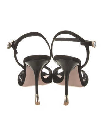 Roger Vivier Suede Crystal Embellishments Sandals