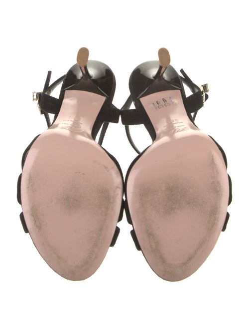 Roger Vivier Suede Crystal Embellishments Sandals