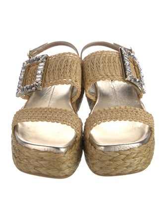 Roger Vivier Raffia Crystal Embellishments Espadrilles