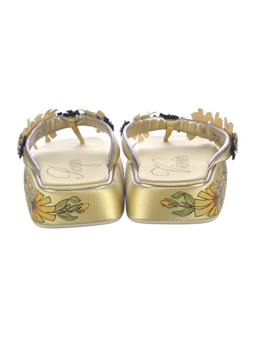 Roger Vivier Satin Floral Print Flip Flops