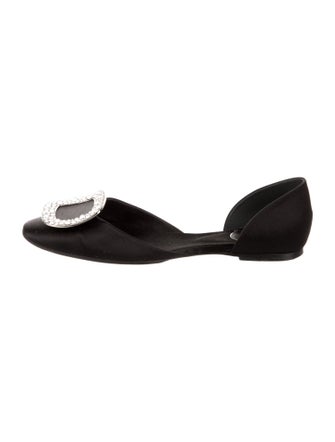 Roger Vivier Satin Crystal Embellishments D'Orsay Flats