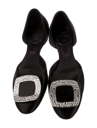 Roger Vivier Satin Crystal Embellishments D'Orsay Flats