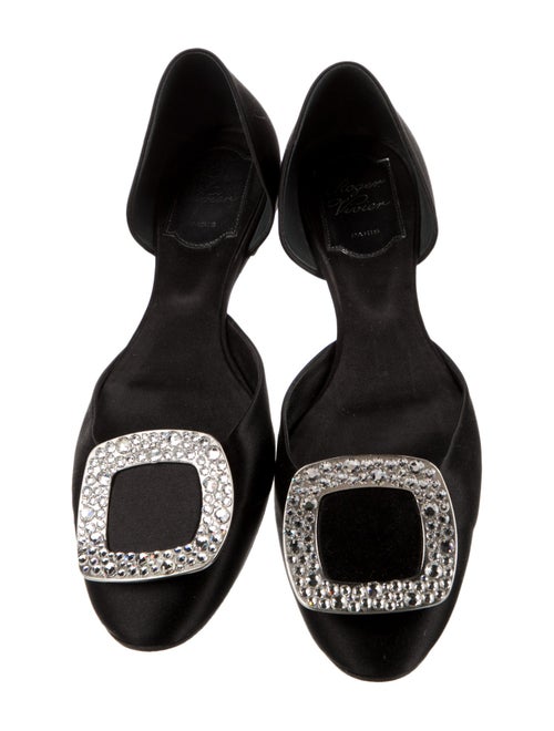 Roger Vivier Satin Crystal Embellishments D'Orsay Flats