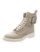 Roger Vivier Canvas Crystal Embellishments Combat Boots