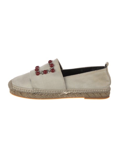 Roger Vivier Canvas Crystal Embellishments Espadrilles