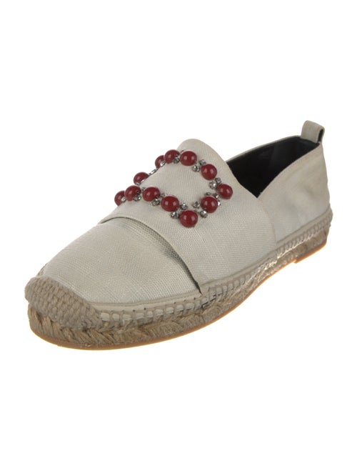 Roger Vivier Canvas Crystal Embellishments Espadrilles