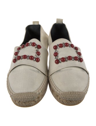 Roger Vivier Canvas Crystal Embellishments Espadrilles