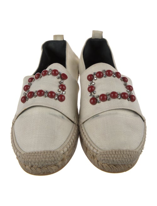 Roger Vivier Canvas Crystal Embellishments Espadrilles