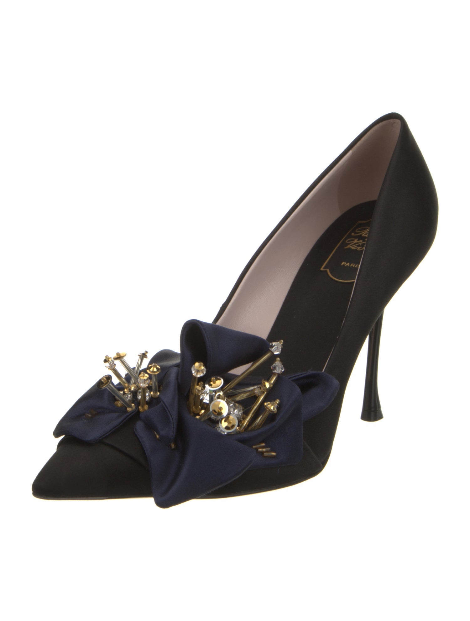Roger Vivier Satin Beaded Accents Pumps w/ Tags