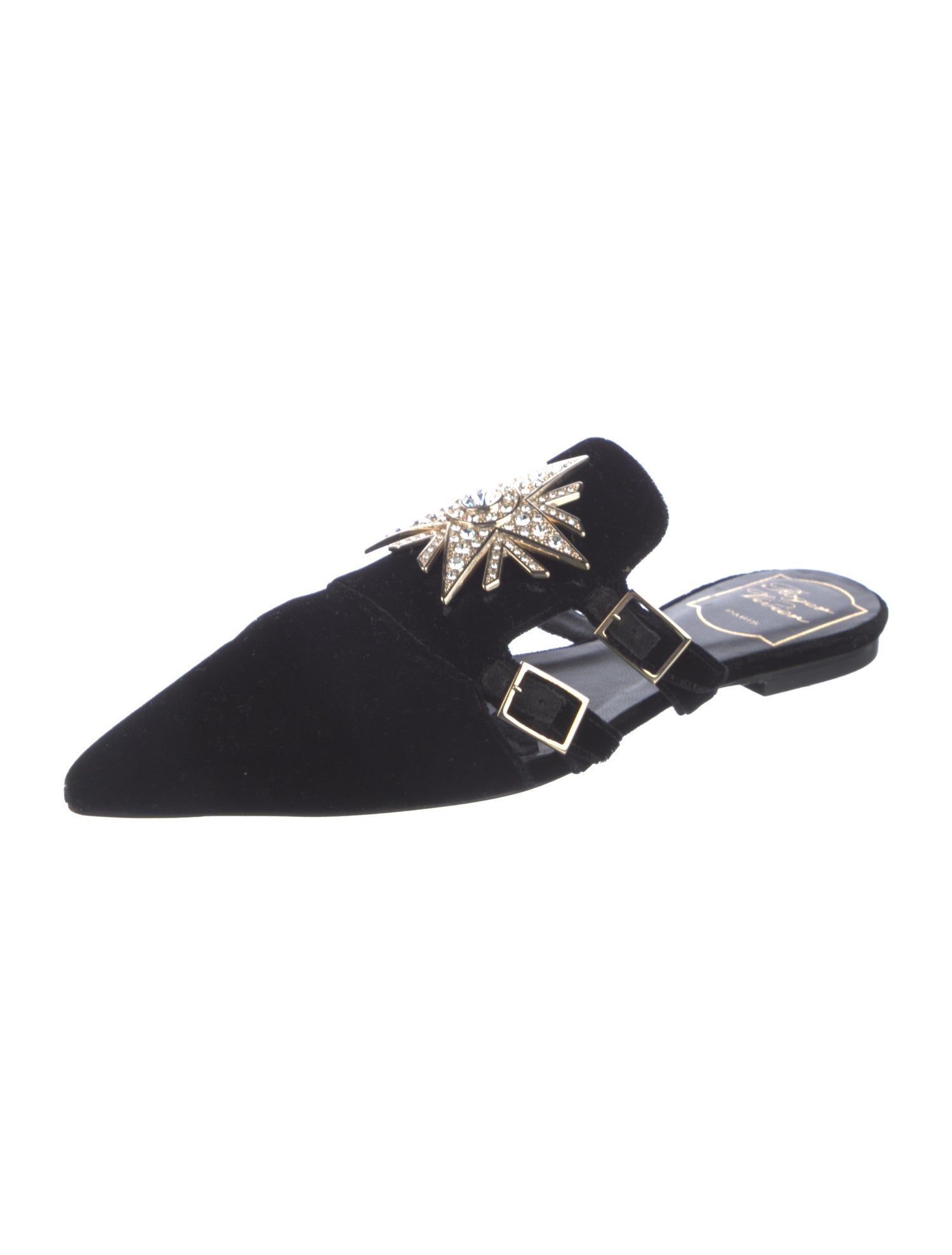 Roger Vivier Velvet Crystal Embellishments Mules