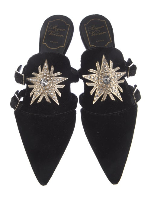 Roger Vivier Velvet Crystal Embellishments Mules