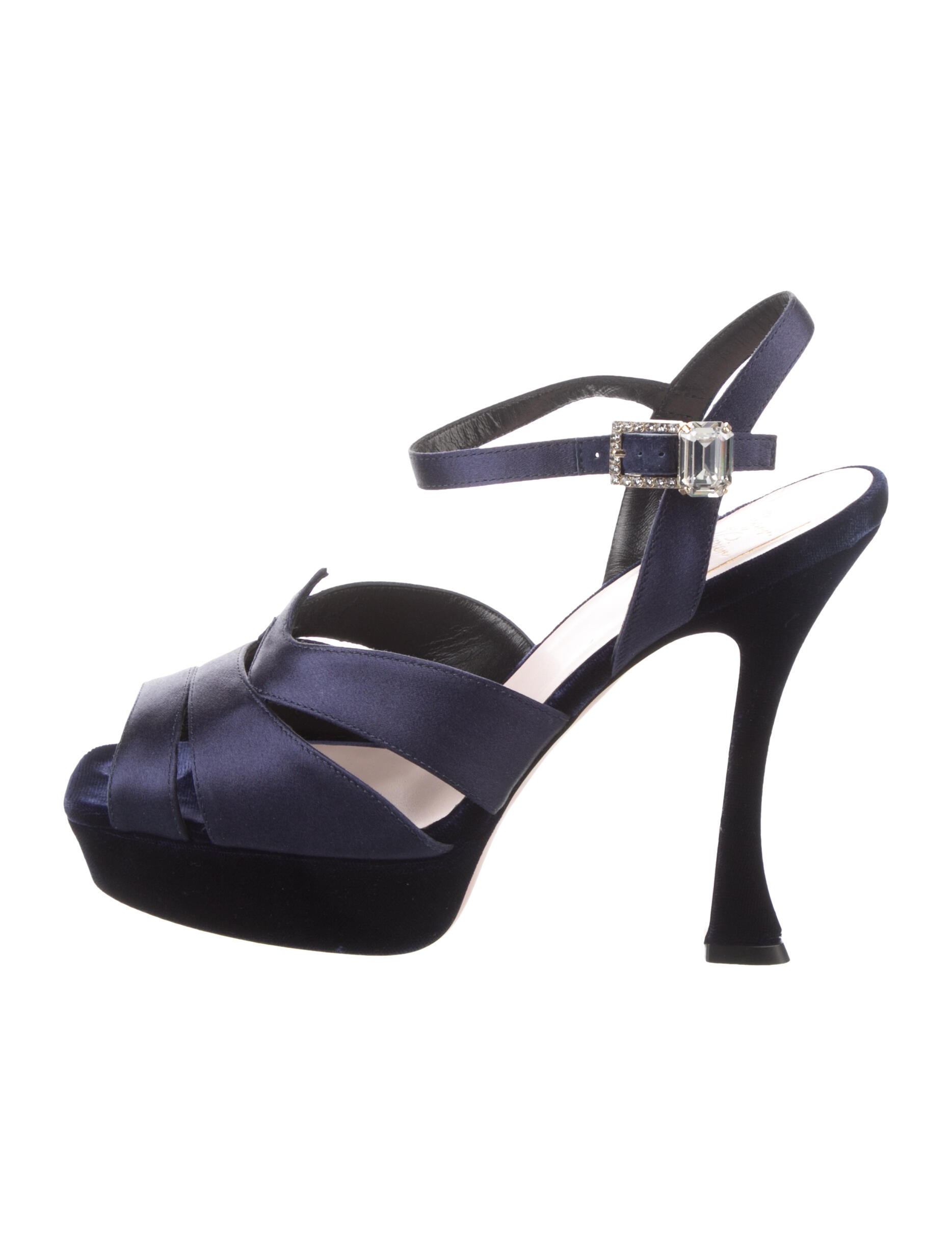 Roger Vivier Velvet Crystal Embellishments Sandals