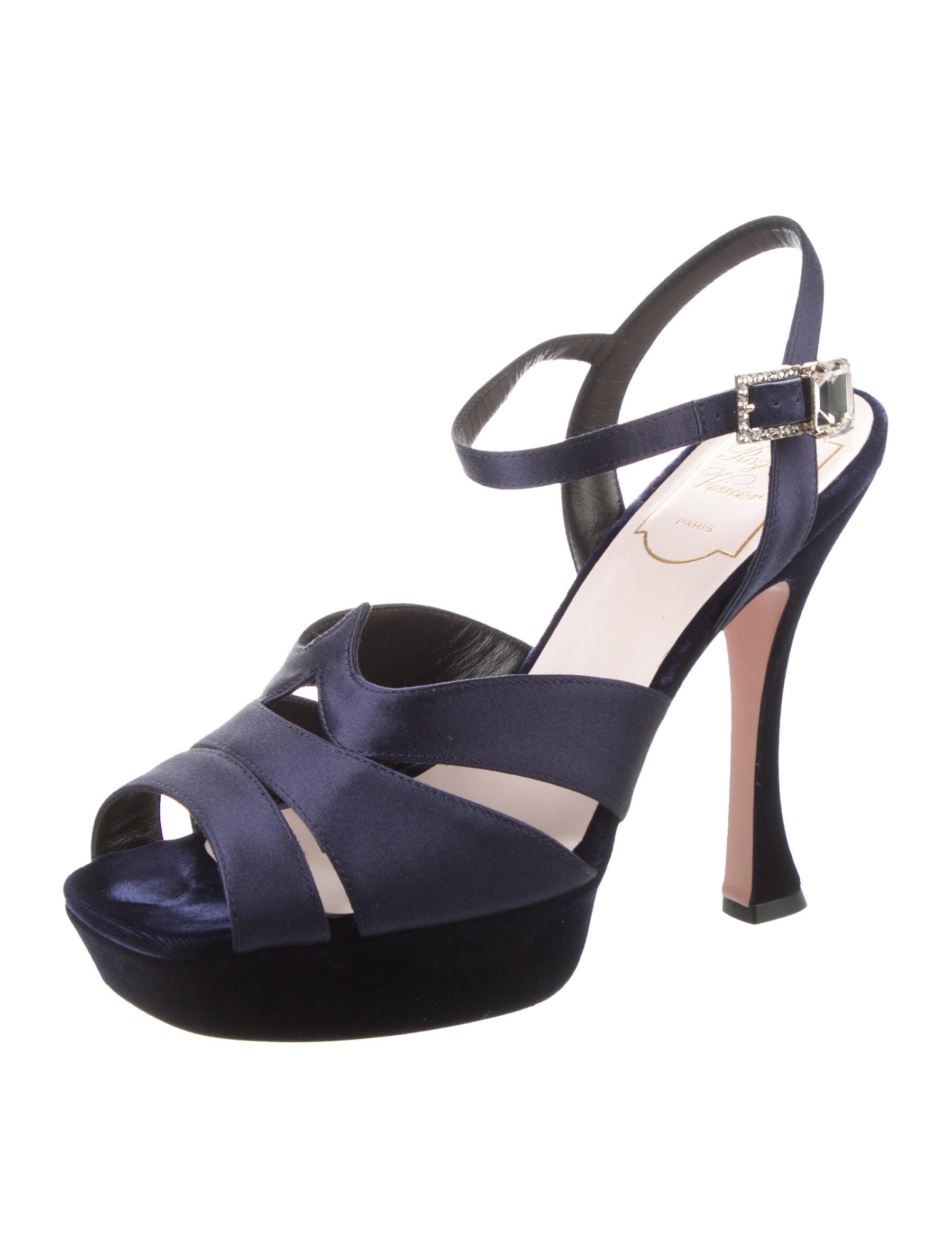 Roger Vivier Velvet Crystal Embellishments Sandals