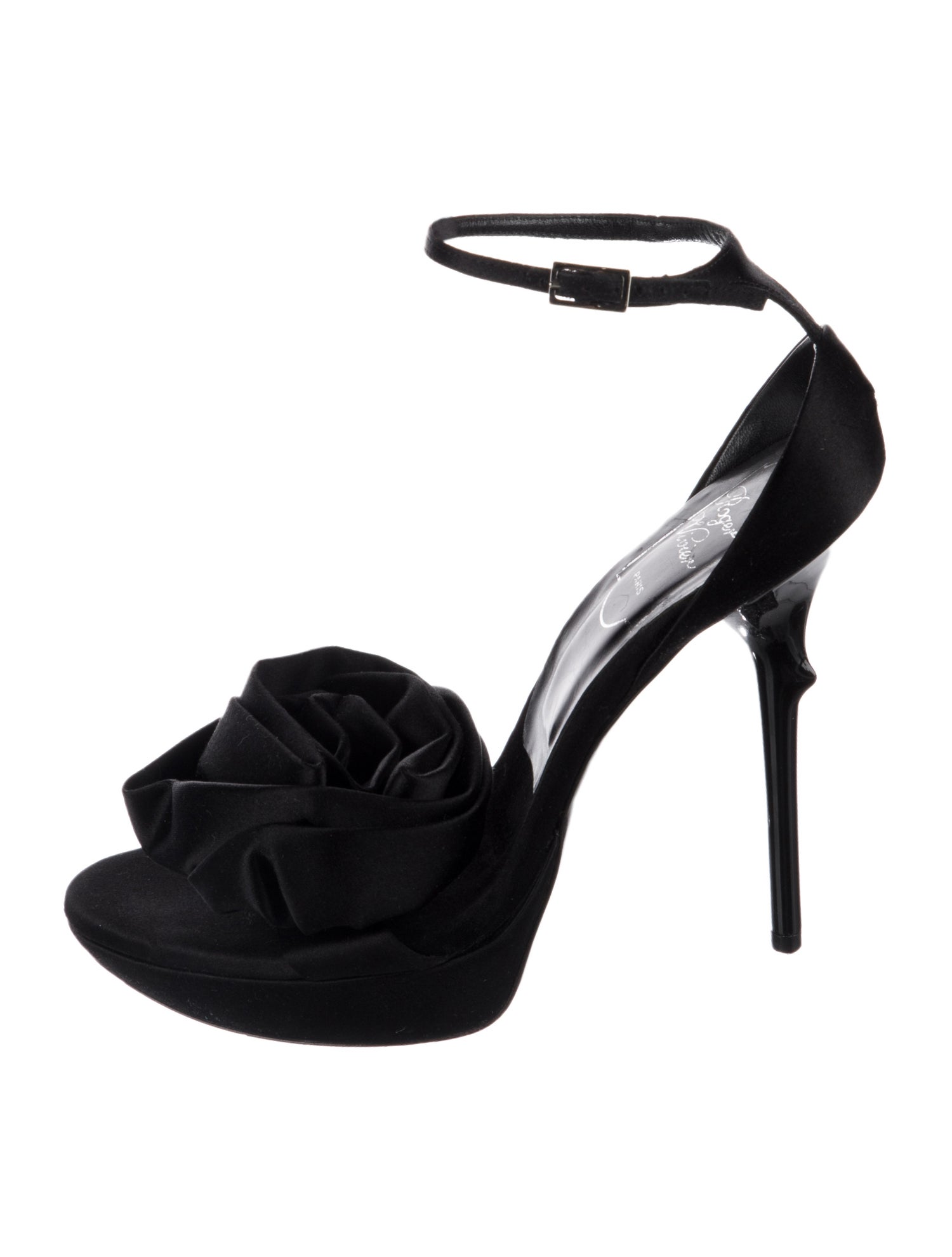 Roger Vivier Satin Crystal Embellishments Sandals