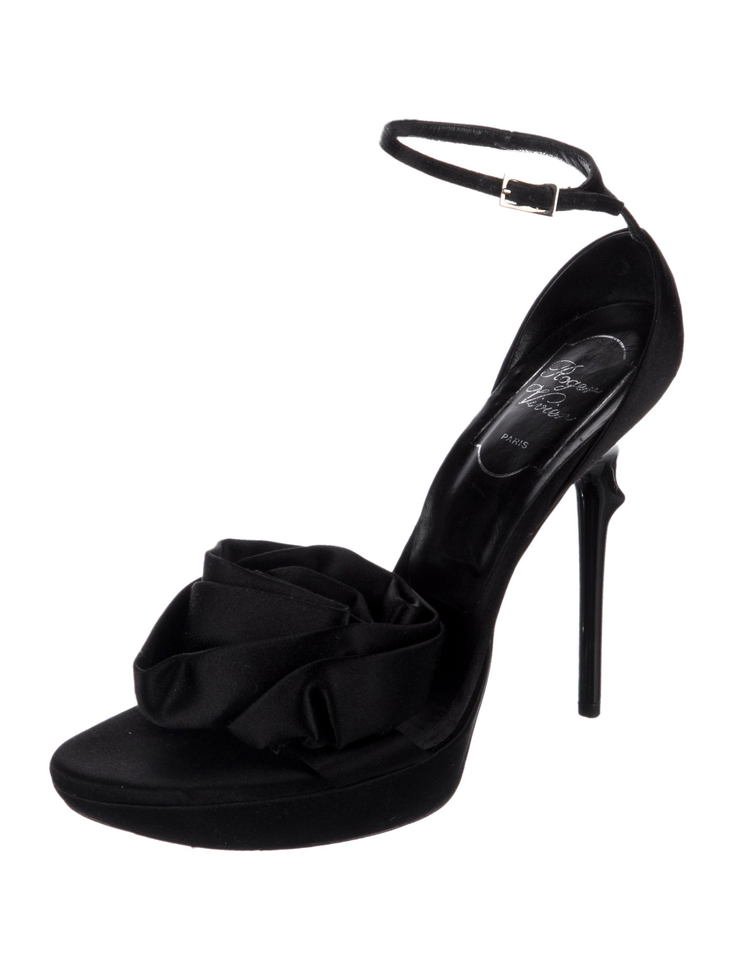 Roger Vivier Satin Crystal Embellishments Sandals