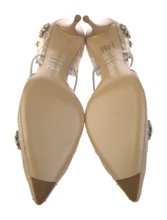 Roger Vivier Mesh Crystal Embellishments Slingback Pumps