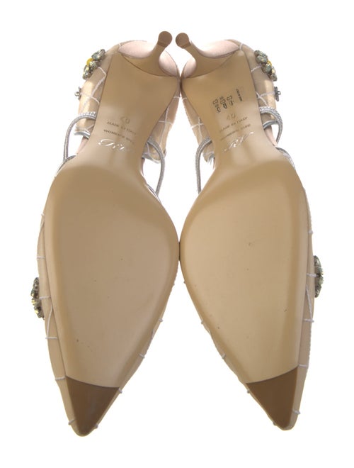 Roger Vivier Mesh Crystal Embellishments Slingback Pumps