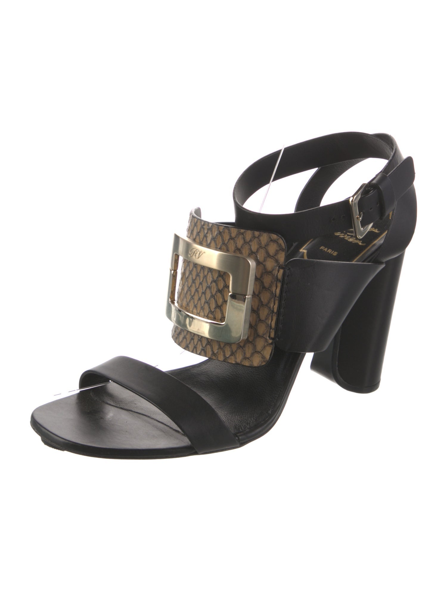 Roger Vivier Leather Animal Print Gladiator Sandals