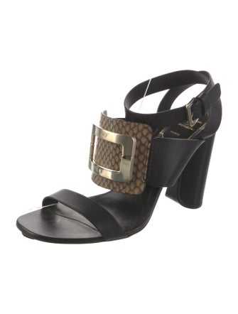Roger Vivier Leather Animal Print Gladiator Sandals