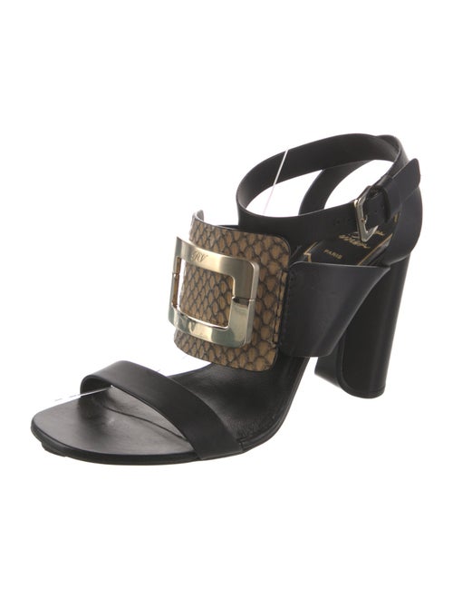 Roger Vivier Leather Animal Print Gladiator Sandals