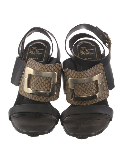 Roger Vivier Leather Animal Print Gladiator Sandals