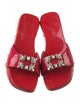 Roger Vivier Patent Leather Crystal Embellishments Slides