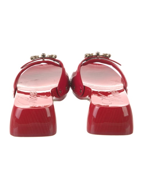 Roger Vivier Patent Leather Crystal Embellishments Slides