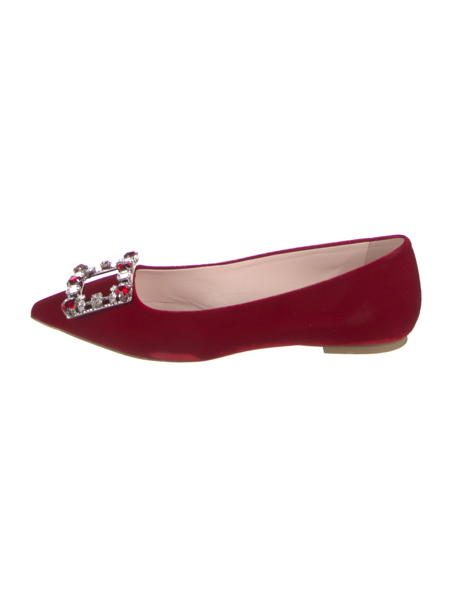 Roger Vivier Suede Crystal Embellishments Ballet Flats