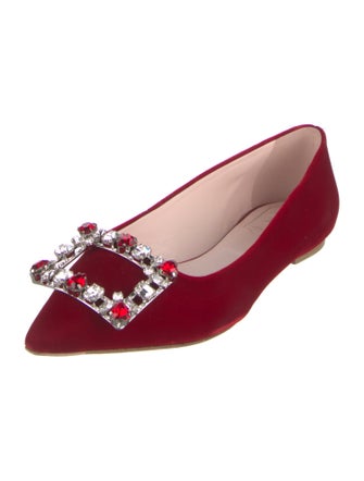 Roger Vivier Suede Crystal Embellishments Ballet Flats